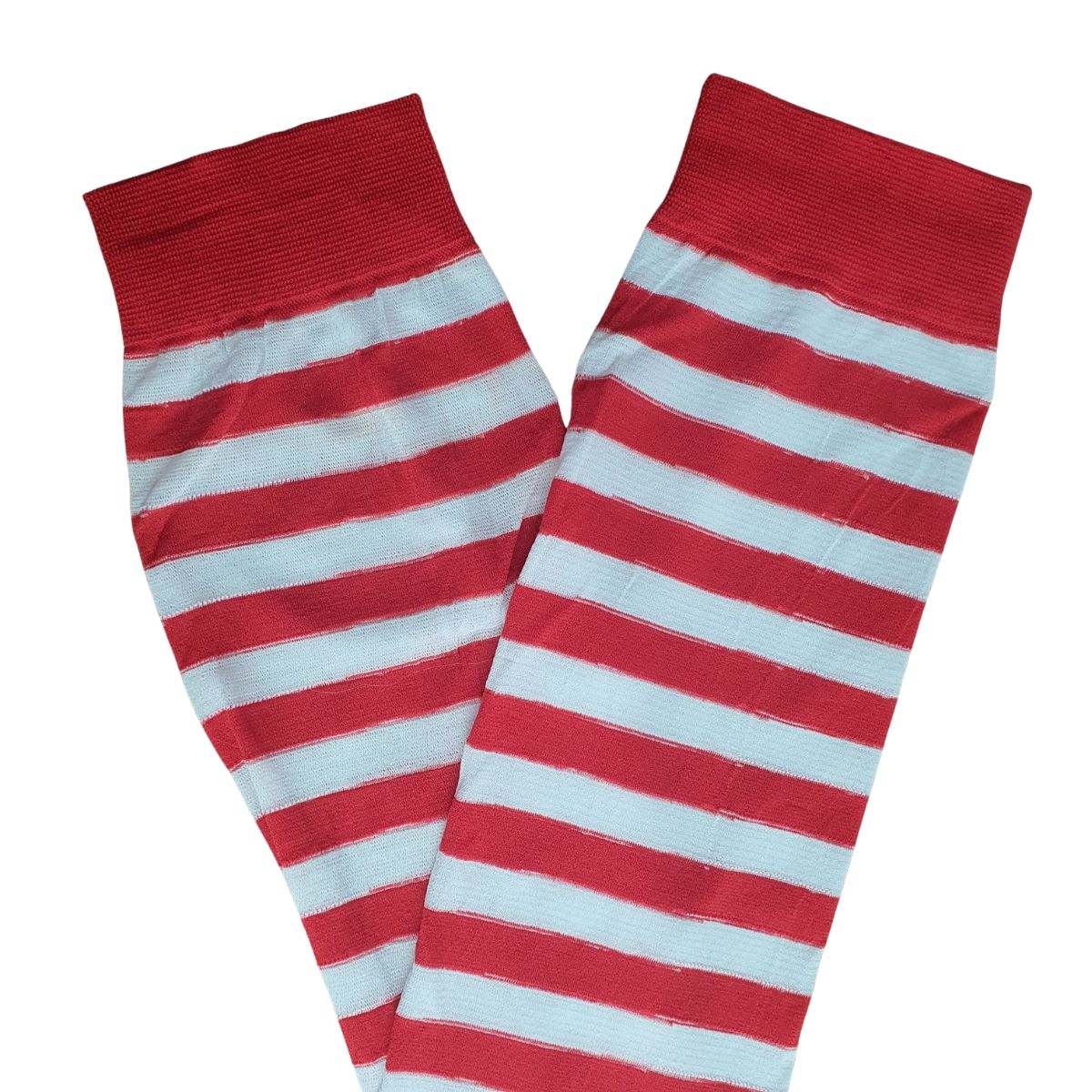 Meia Calça 5/8 Fantasia Cosplay Listrada Vermelho E Branco Meia Calça 5/8 Fantasia Cosplay Listrada Vermelho E Branco